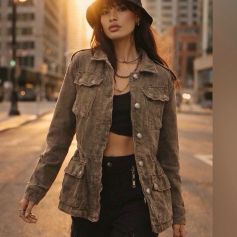 Free People Distressed Utility Jacket | Size M